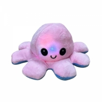 Caracatita reversibila din plus cu doua emotii, cu LED, albastru/roz, 20 x 8 cm, Vivo OCTOPUS-BLUE/PINK